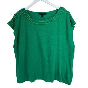 Long Tall Sally Vibrant Green Beaded t- shirt Blouse size X-Large
